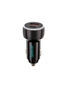 Alim. auto Spacer USB-A&C 17W negru