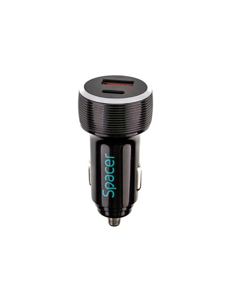 Alim. auto Spacer USB-A&C 17W negru