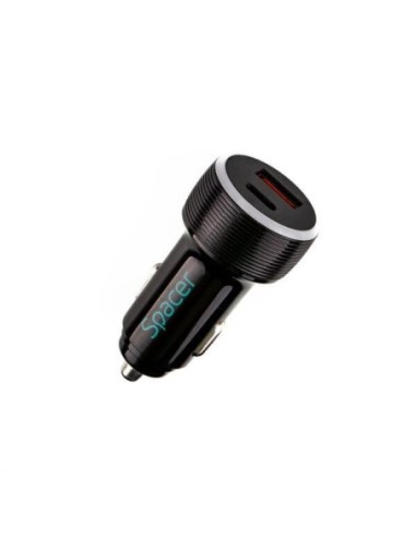 Alim. auto Spacer USB-A&C 17W negru