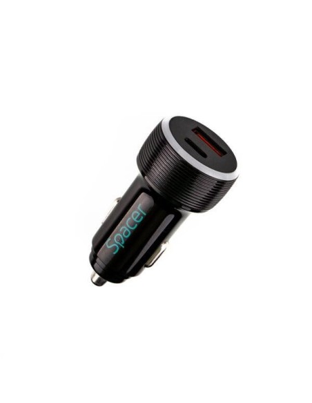 Alim. auto Spacer USB-A&C 17W negru