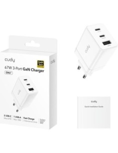 CUDY 3-Port 67W USB-C Charger EU Plug