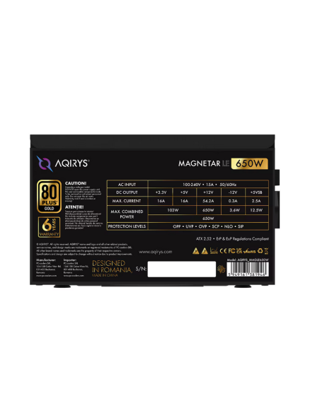 Sursa Aqirys Magnetar LE 650W 80 Gold+