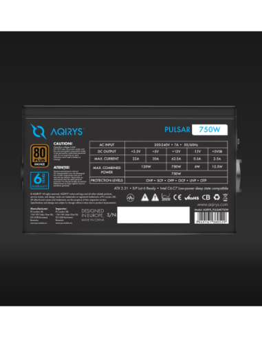 Sursa Aqirys Pulsar 750W 80+ White cert