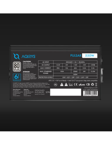 Sursa Aqirys Pulsar 550W 80+ White cert
