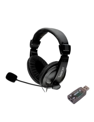 Casti cu micr. Spacer USB 2.0, negru
