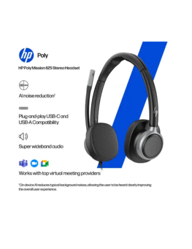 Poly Mission 625Stereo USB Wired Headset