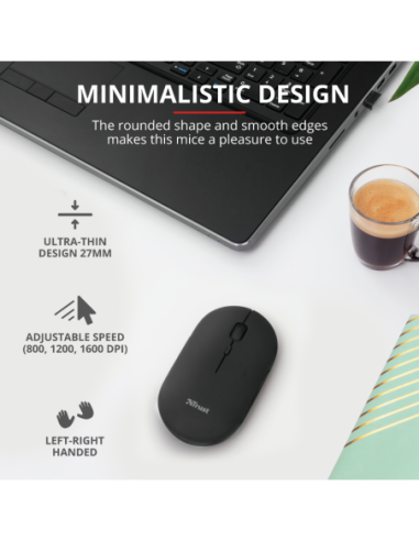Mouse Trust Puck 1600 DPI, negru