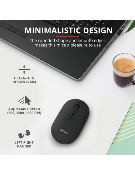 Mouse Trust Puck 1600 DPI, negru