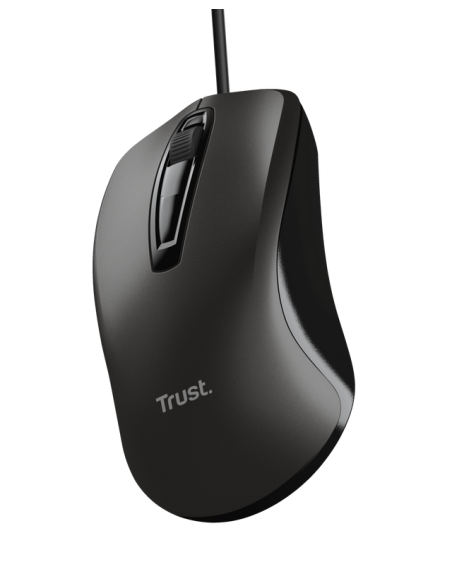 Mouse Trust cu fir optic, negru