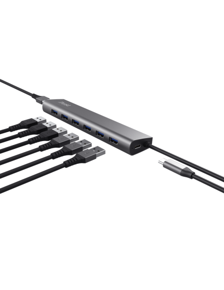Hub Trust Halyx 7xUSB 3.2 Gen1, gri