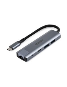 Hub Lindy USB3.2 Gigabit Ethernet, gri