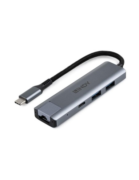 Hub Lindy USB3.2 Gigabit Ethernet, gri
