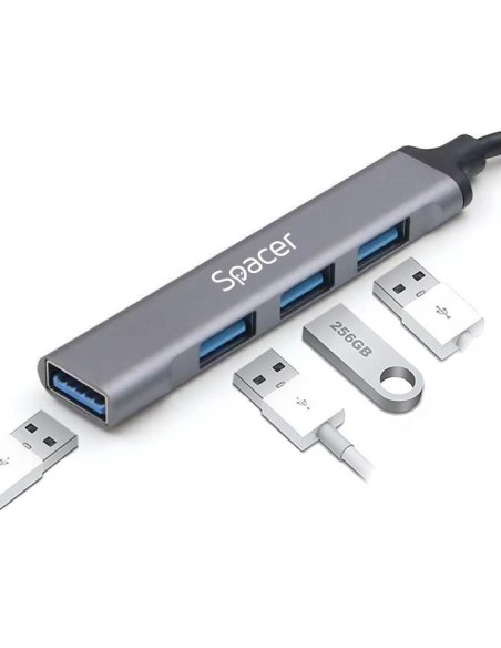 HUB extern Spacer USB 3.0, negru