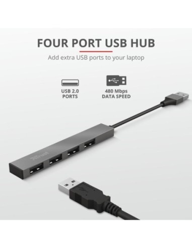 USB Hub Trust Halyx 4xUSB 2.0, alm