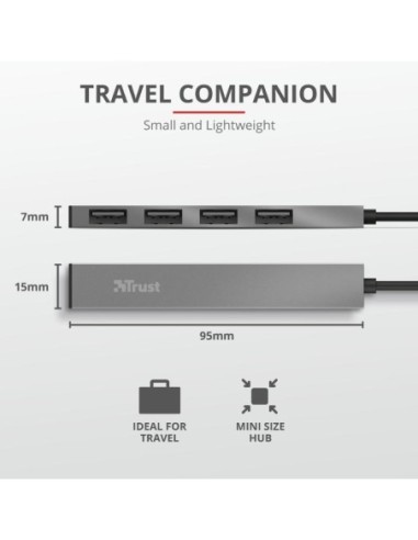 USB Hub Trust Halyx 4xUSB 2.0, alm